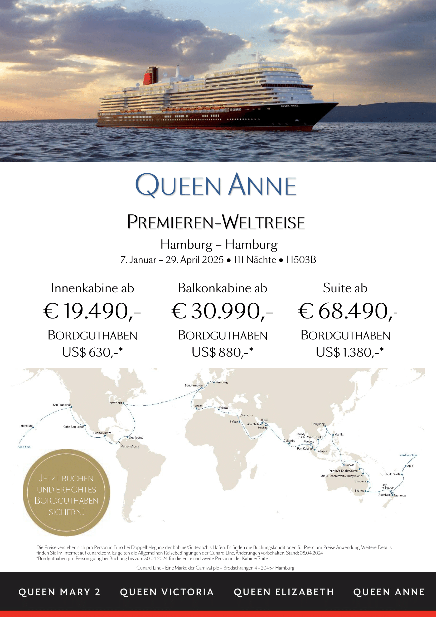 original Queen Anne H503B Premieren-Weltreise Premium mit Shell extra OBC-1