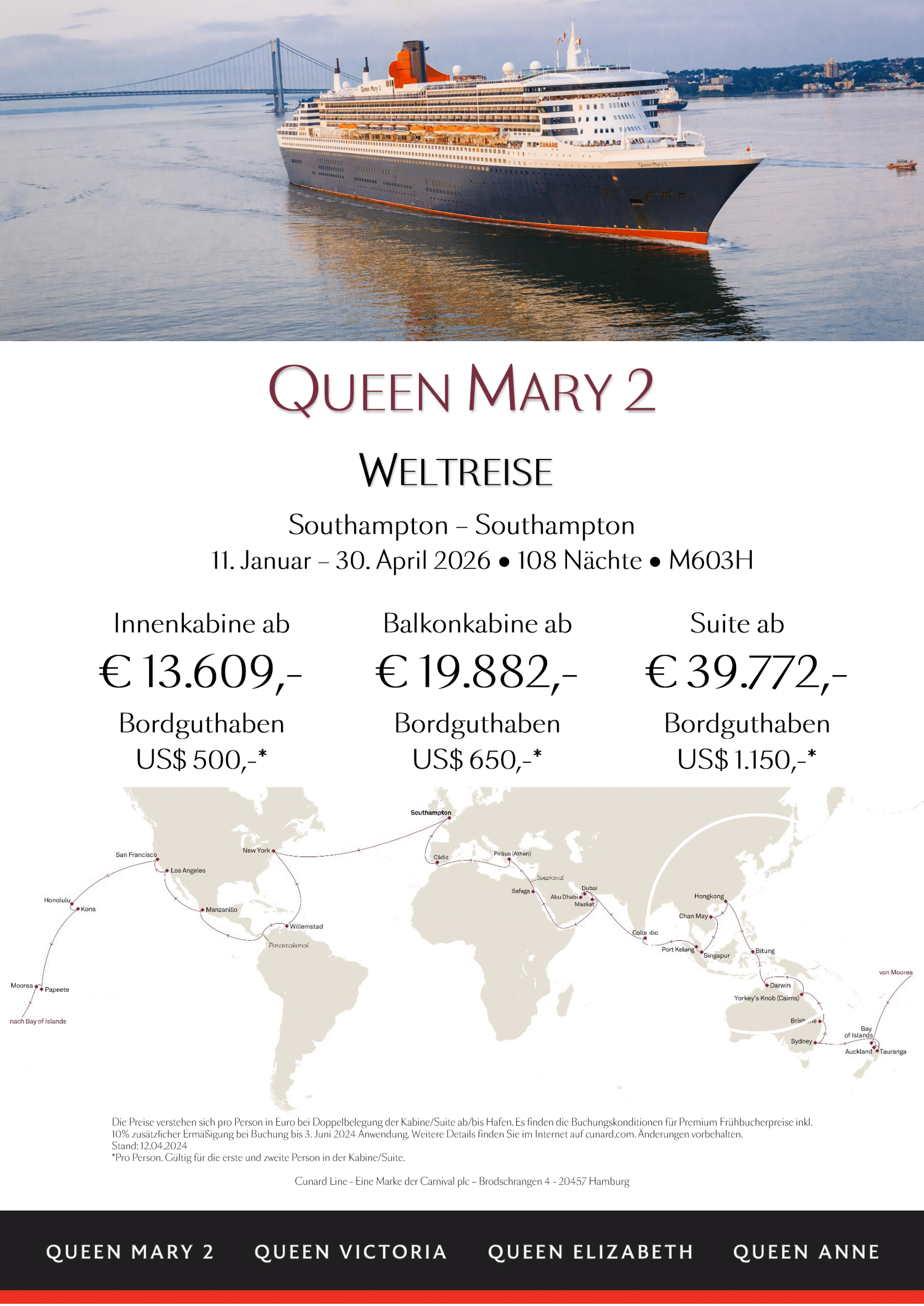 original Queen Mary 2 Weltreise M603H Premium-1
